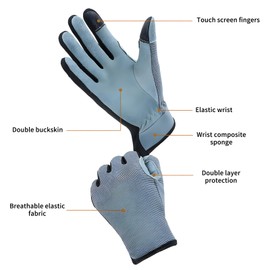 aifitbre Work Gloves for Men Women, Deerskin Gloves Utility Gloves, Soft, Lightweight and Breathable, Touchscreen Working Gloves for Construction, Mechanic, Warehouse, Gardening Work, Grey, S