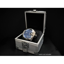 Birch & Bliss Extra Large Tactical Style Silver Aluminum Reinforced Single Watch Case Jewelry Storage Box | Blackstatic Collection