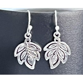 Little Etched Silver Leaf Earrings Palm Frond Nature. Jewelry Earrings for Women #3298FE352