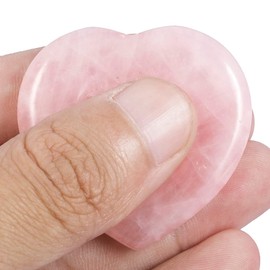 KYEYGWO Rose Quartz Reiki Healing Crystal Worry Stone, Heart Thumb Stone Pocket Palm Trees Pocket Stones Worry Stone Massage Stones for Meditation, Stress Relief, Worry Stone Decompression