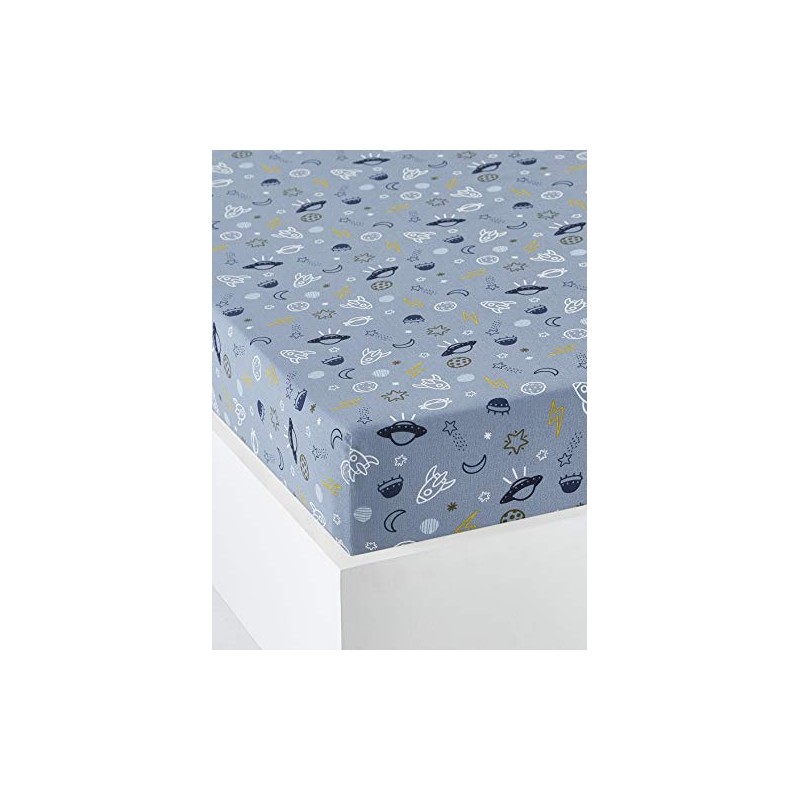 VERTBAUDET Fitted Sheet for Children, Cosmos Blue, 90 x 140