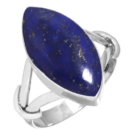 Jeweloporium 925 Silver Ring for Women Size O Blue Real Lapis Lazuli Gemstone Vintage Silver Ring Thanksgiving Gift Solitaire Jewelry