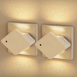 Emeritpro Nachtlicht Steckdose mit Dämmerungssensor, 2 Stück LED Nachtlicht 3000K Warmweißes Steckdosenlicht Untere und Obere Beleuchtung Einstellbare Helligkeit für Zimmer, Flure, Bad, Treppe, Küche
