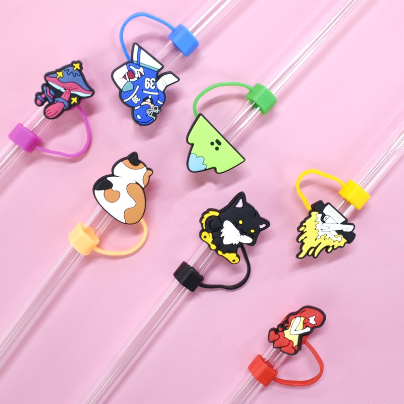 50PCS Random Different 10MM Straw Covers Cap Dust Proof Straw