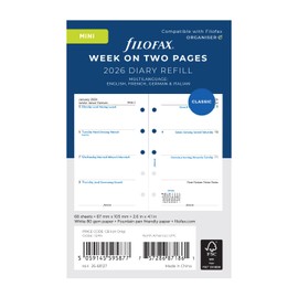 Filofax Mini week on two pages 4 language 2026 diary 26-68127
