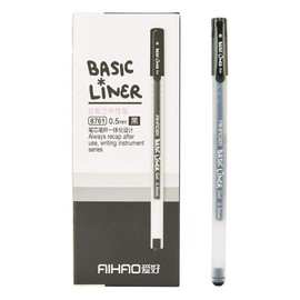 czxwyst 8761 Basic Liner Gel Ink Pens 0.5mm Fine Point (Black Color 12-Pack)