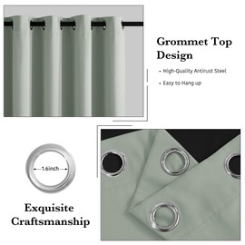 RYB HOME 100% Blackout Sage Green Curtains 84 inches Length, Thermal Insulated Total Room Darkening Noise Reducing Curtains for Bedroom Living Room, 52 inches Wide by 84 inches Long