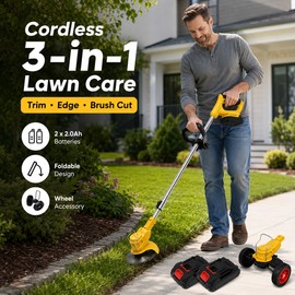 Cordless Grass Trimmer for Lawn & Garden Care – 21V 3-in-1 Edger and Weed Cutter for Yard Cleanup