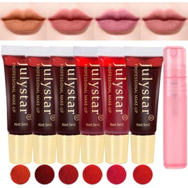 Lip Stain Set, 6 Colors Lip Stain Peel Off Mask Lip Gloss, Hydrating Lip Tattoo Lip Tint Stain Matte Lipstick, Long Lasting Non-stick Cup Peel off Lip Tint Lipstick Stain For Women (6 Colors)