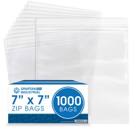 Spartan Industrial - 7” X 7” (1000 Count) 2 Mil Clear Reclosable Zip Plastic Poly Bags with Resealable Lock Seal Zipper