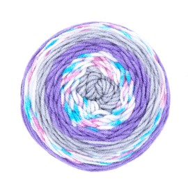 Gründl Lolly Pop Crochet and Knitting Yarn (Wool-Like and Washable Universal Yarn 100%, Needle Size: 5 - 6) 1 x 150 g, Purple-Mauve-Pewter White Colour