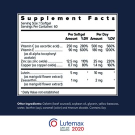 Sight Guardian AREDS2 Based Eye Vitamin-Mineral Supplement (120 ct. 60 Day Supply) - AREDS2 Based Supplement for Eyes - Low Zinc Formula - Eye Vision Supplement and Vitamin