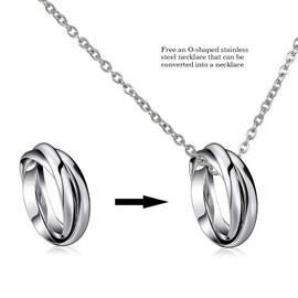 OIDEA Stainless Steel Rings Wrap Ring Silver with O Chain for Men Women Men Band Ring Wedding Ring Wedding Rings Christmas Wedding Engagement Gift, Stainless Steel, No Gemstone