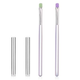 2pcs Nail Clean up Brushes, Painting Gel Manicure Brushes for Fingernails with Flat & Angled Acrylic Head Pen Painting Remover Tools for Nail Design Art & Polish Mistake Cleaning
