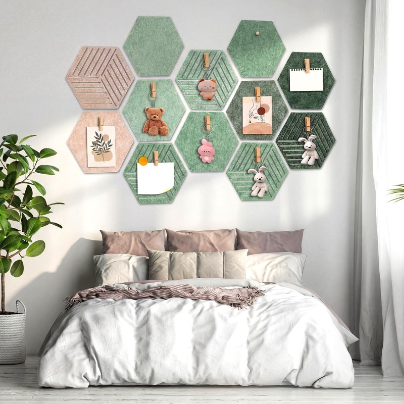 Zhehao Sage Green 15 Pack 12'' Large Hexagon Cork Bulletin