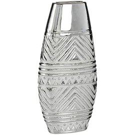Gift Decor S3625960 Wide Silver Vase Ceramic, 7 cm x 29.5 cm x 14 cm, Box of 6