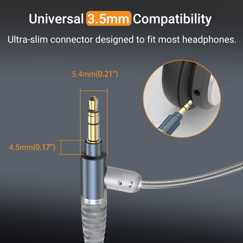 Cubilux 3.5mm Headphone Cable with Boom Mic, Mute Switch, Volume