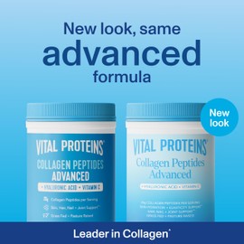 Vital Proteins Collagen Peptides Powder Advanced with Hyaluronic Acid & Vitamin C, Collagen Supplements, Unflavored, 13 Servings