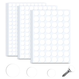 Bekecidi 12 Sheets 1160pcs Screw Hole Stickers, 3 in 1 Self-Adhesive Screw Hole Stickers Plastic Screw Cap Covers Sticker for Wood Cabinets Furniture Screws White