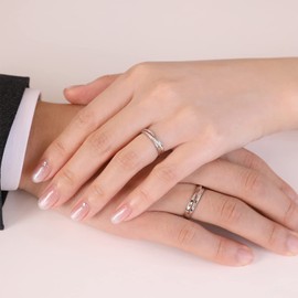 Meissa Verschlungene Paarringe für Damen und Herren 925 Sterling Silber Eheringe Größe verstellbar Jahrestag Ring Set Versprechen Ring (3,4 mm Breite)