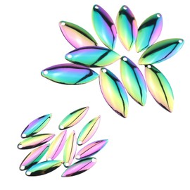 ZZHXSM 20PCS Lure Willow Leaf Blades 10 Small Sizes 10 Large Sizes Blade Type Metal Bait Spinner Blades Fish Attracting Reflective Flashing Blades Iridescent Colors Willow Leaf Noise Tablets