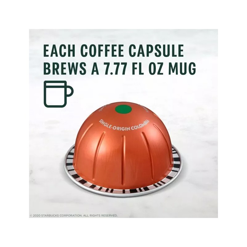 Starbucks Colombia Medium Roast for Nespresso Vertuo Capsules, 4 Boxes