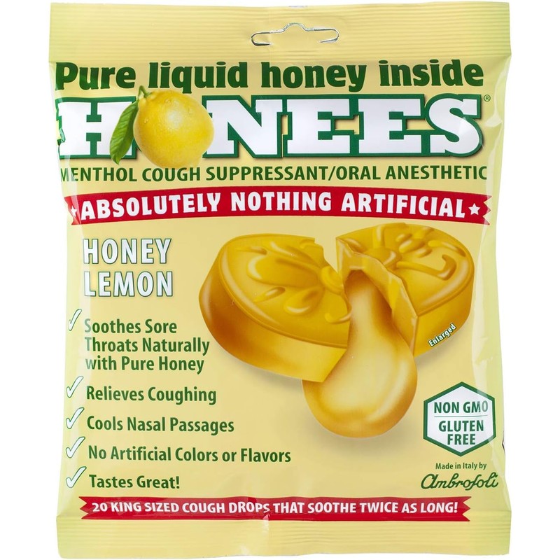 Honees Filled Menthol Lemon Cough Drop, Honey, Menthol & Lemon