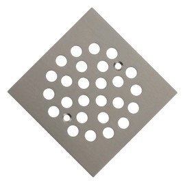 Square 4-1/4 Inch Screw-in Floor Drain Cover Replacement Stainless Steel Shower Drainer Grate with Screws (Brushed Nickel)