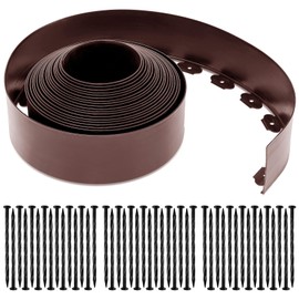 Sasylvia 5'' x 50' Landscape Edging Kit No Dig Edging Border Coil Include 45 Anchoring Spikes Plastic Garden Edging Border for Lawn Garden Grass Yard Home School (Brown)
