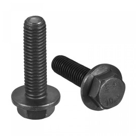 sourcing map Metric M10x35mm Hex Flange Bolts, 6pcs 10.9 Grade Carbon Steel Hexagon Head Screws