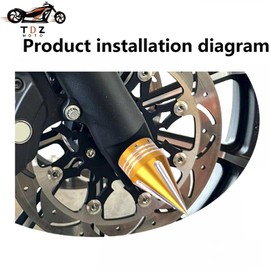 TDZ Front Axle Nut Covers 3.6" Inch Spike Front Axle Nut Covers Caps for Harley Softail Dyna Touring Street Electra Road Glide Sportster ，Glod