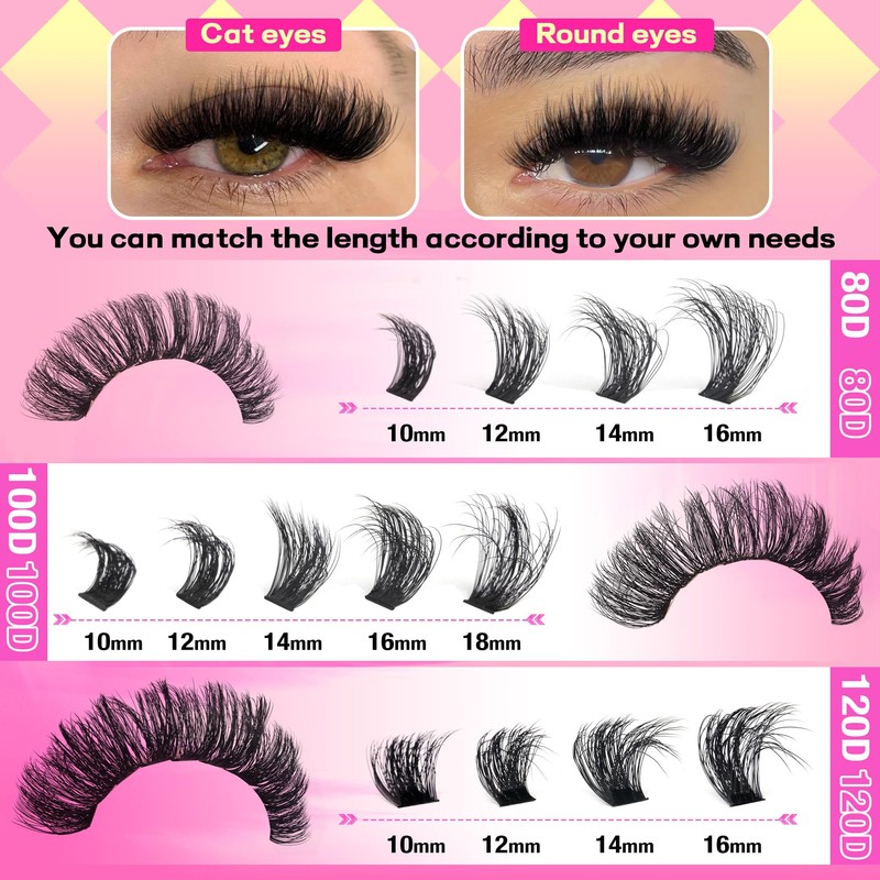 FANXITON FANXITON Lash Clusters Thick Fluffy Lash Clusters D Curl