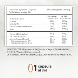 Zinc  D3 Y Omega 3 Huesos Y Defensa  180 Cpsulas  Maklen Sin Sabor                                                                                    