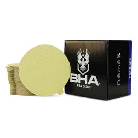 BHA 6" Inch Gold Peel and Stick Adhesive Backed PSA Sanding Discs with Tabs - 100 Pack (150 Grit)