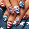 Independence Day Press on Nails Medium Square Fake Nails with