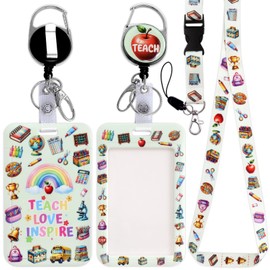 Ceiba Tree Teacher Lanyard with ID Holder Retractable Badge Name Tags Vertical Card Holder Breakaway Lanyard Badge Reel Teacher Gifts Graphic