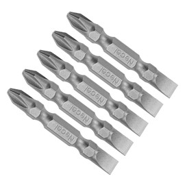CoCud Phillips-Slotted Double Ended Screwdriver Bit, 50mm Long PH2/SL6 1/4 Inch Hex Shank, S2 Magnetic - (Applications: for Power Tool), 5-Pieces