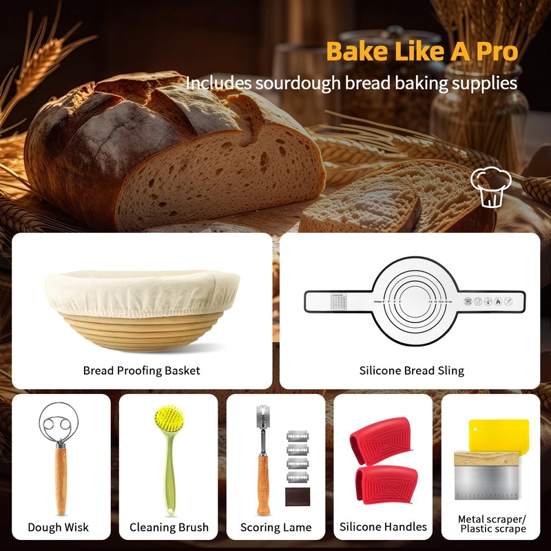 Pre-Seasoned Dutch Oven for Bread Baking, 5 QT Cast Iron