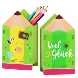 BOFUNX Desk Organiser Children's First Day of School Gifts Good Luck Exam Wooden Pen Holder Organiser Lucky Charm Exam Pen Holder Organiser for Boys Girls