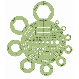 Linex 1314T Rounding and Nut Template, Screw Head Template, Green/Transparent