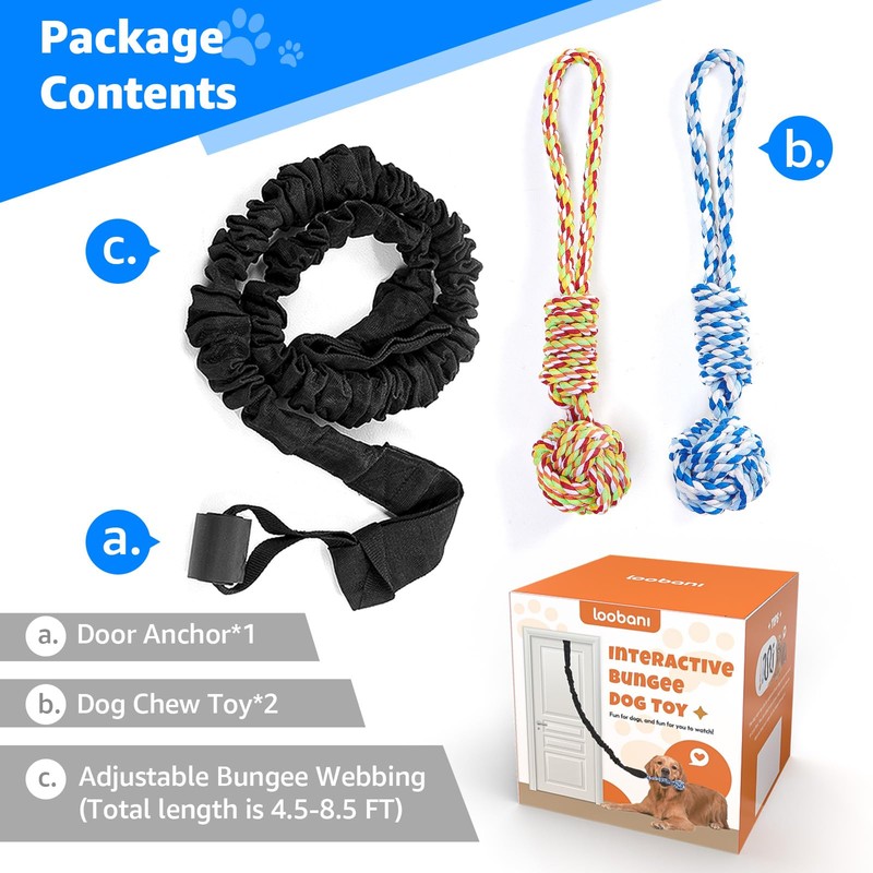 LOOBANI Spring Pole Dog Rope Toys - Tug of War