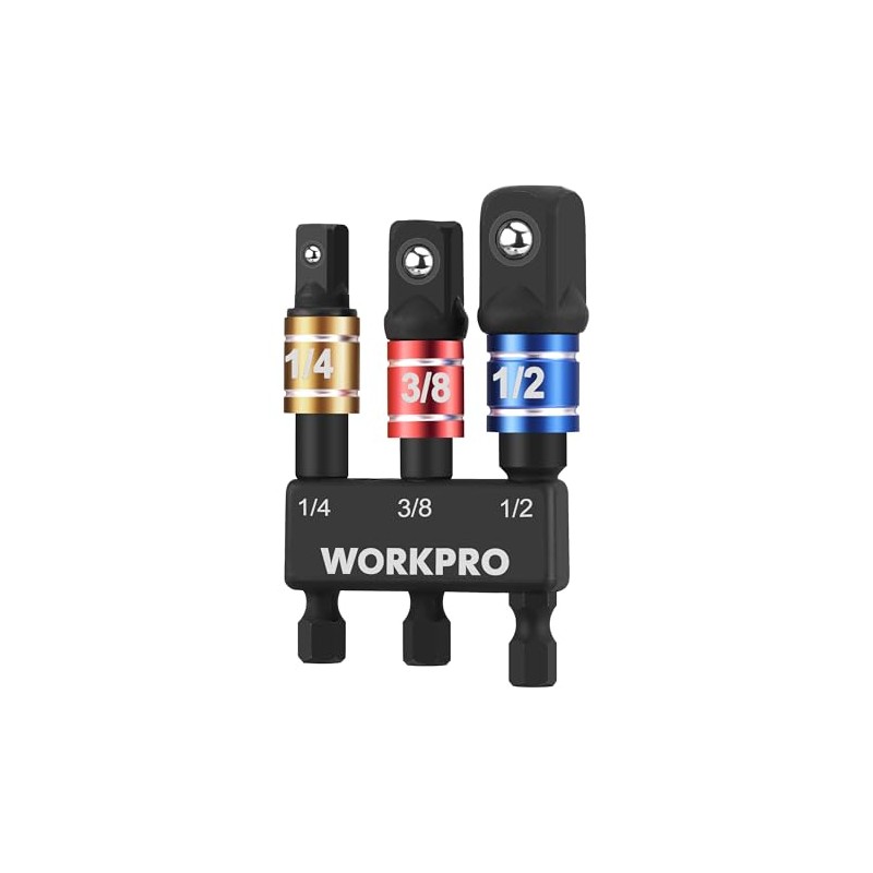 WORKPRO Impact Grade Socket Adapter Set, 1/4", 3/8", & 1/2"