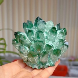 Extra Large Rough Clear Quartz White Crystal Cluster and Green Crystal Cluster Reiki Healing Stones Other Crystal CraftsColor: Green Crystal Cluster, Size: 300-400g