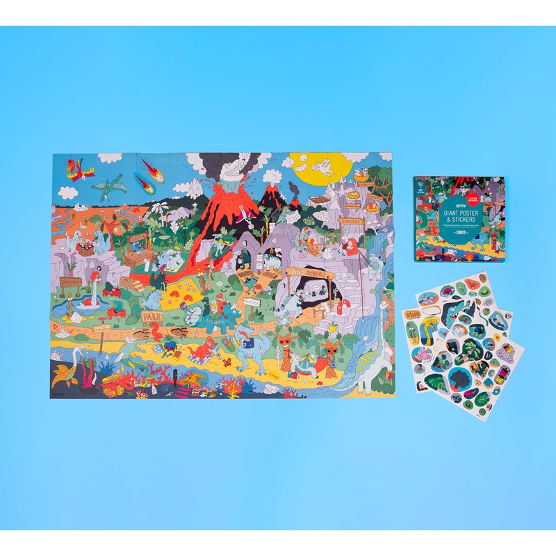 OMY - Stick-on Poster Dinos - Giant Poster + 100