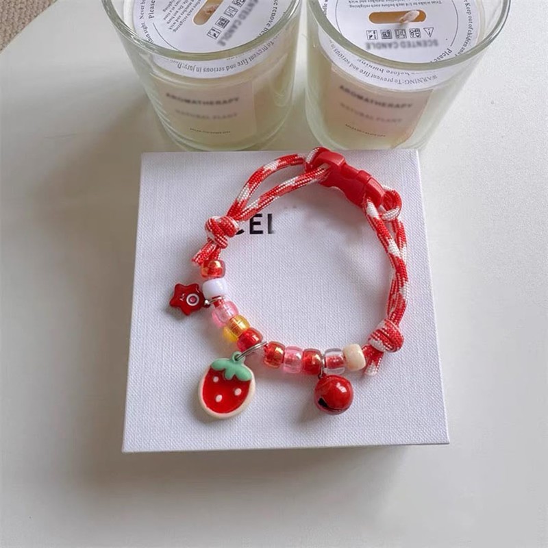 Hjvvr Cat Collar With Bell,Breakaway Pet Collar,Red Theme Strawberry Collar