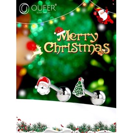 OUFER - Piercing de lengua de Navidad, joyería de lengua de acero quirúrgico 316L, joyería de lengua, bonitas barras de lengua, anillos de lengua para mujeres y hombres, 1.6*16mm, Metal, Sin gemas.