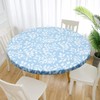 Round Table Protector Wipeable Circle Tablecloth Elastic Edged Fitted Table