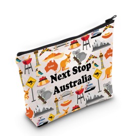 Australia Trip Gift Next Stop Australia Cosmetic Bag Traveler Gift Australia Vacation Makeup Bag Australia Culture Gift