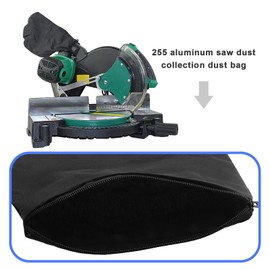 ECSiNG Pack of 2 Dust Bags for Mitre Saw Model 255, Dust Bags with Zip and Wire Stand for Easy Disposal of Dust Inside, 22 x 15.5 cm, Black