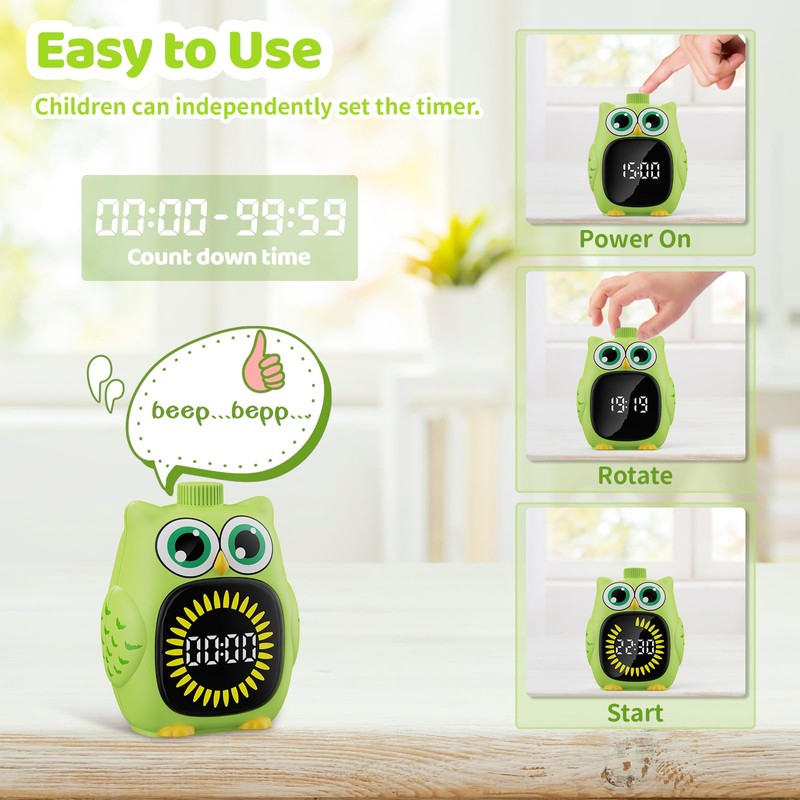 Owl Visual Timer for Kids 99 Min Visual Countdown Time